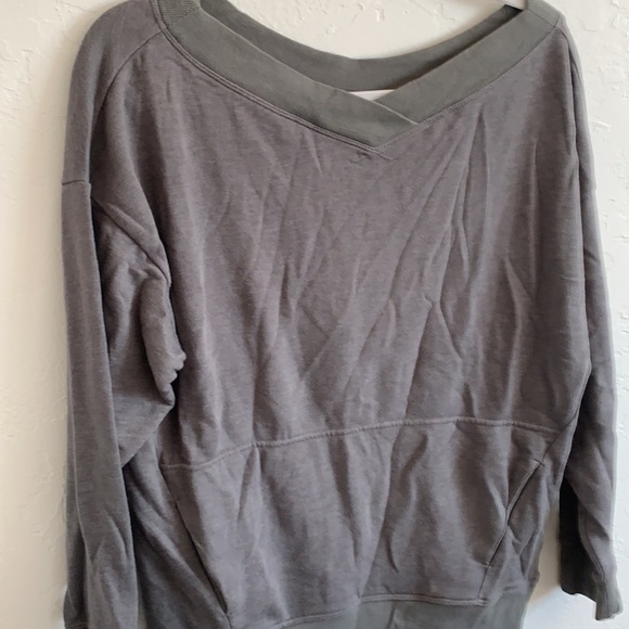 Grey Fabletics off shoulder sweatshirt - Picture 2 of 3